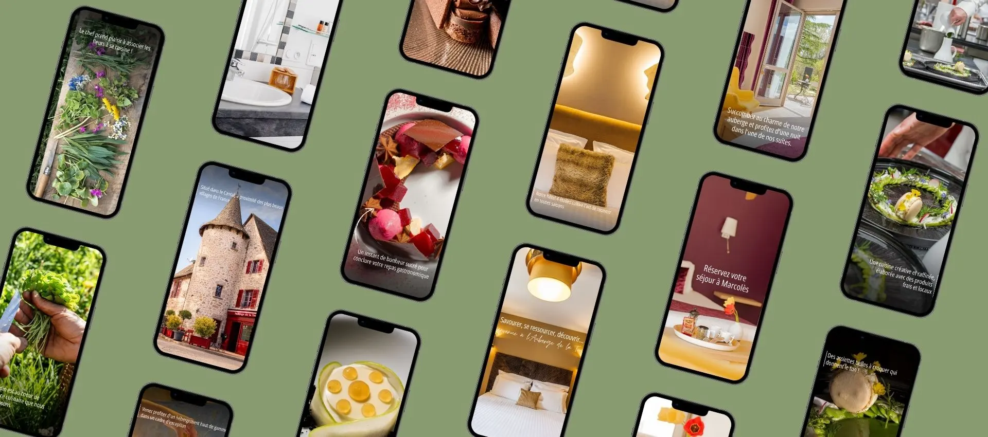 mockup avec contenus photo et vidéo de nos clients hôteliers et lifestyle